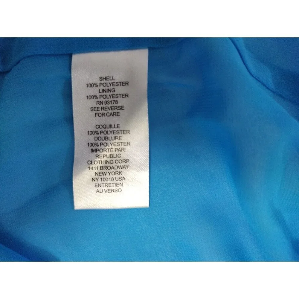 Joie XS Blue Long Sleeve Ruffled Mini Dress, Embroidered Details, Elastic Waist. - Picture 4 of 8